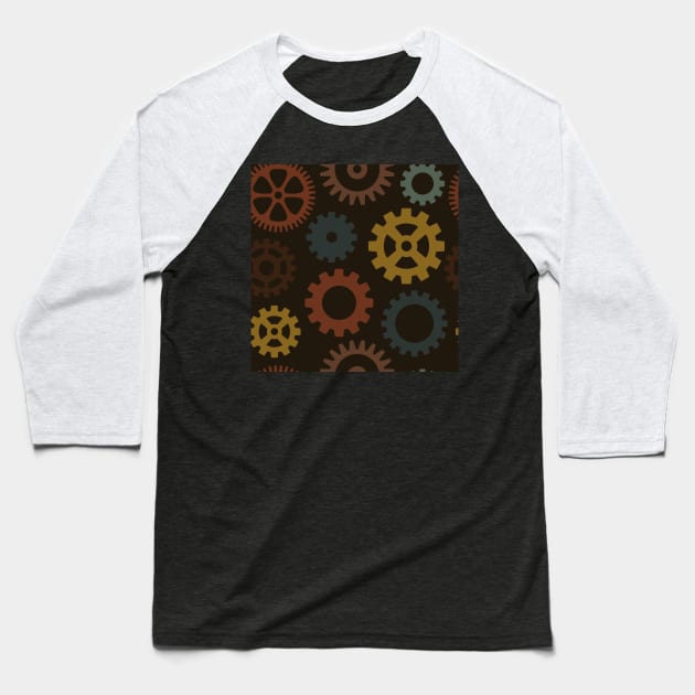 Gears Baseball T-Shirt by PeachesPaisleyProton